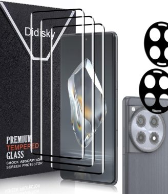 Screen Protector for Oneplus 12R(Not for 12,12 Pro), 3 Pack Tempered Glass Film with 2 Pak Lens Protector, 3D Curved Full Coverage,Scratch-Resistant, 9H Hardness,Easy to Use