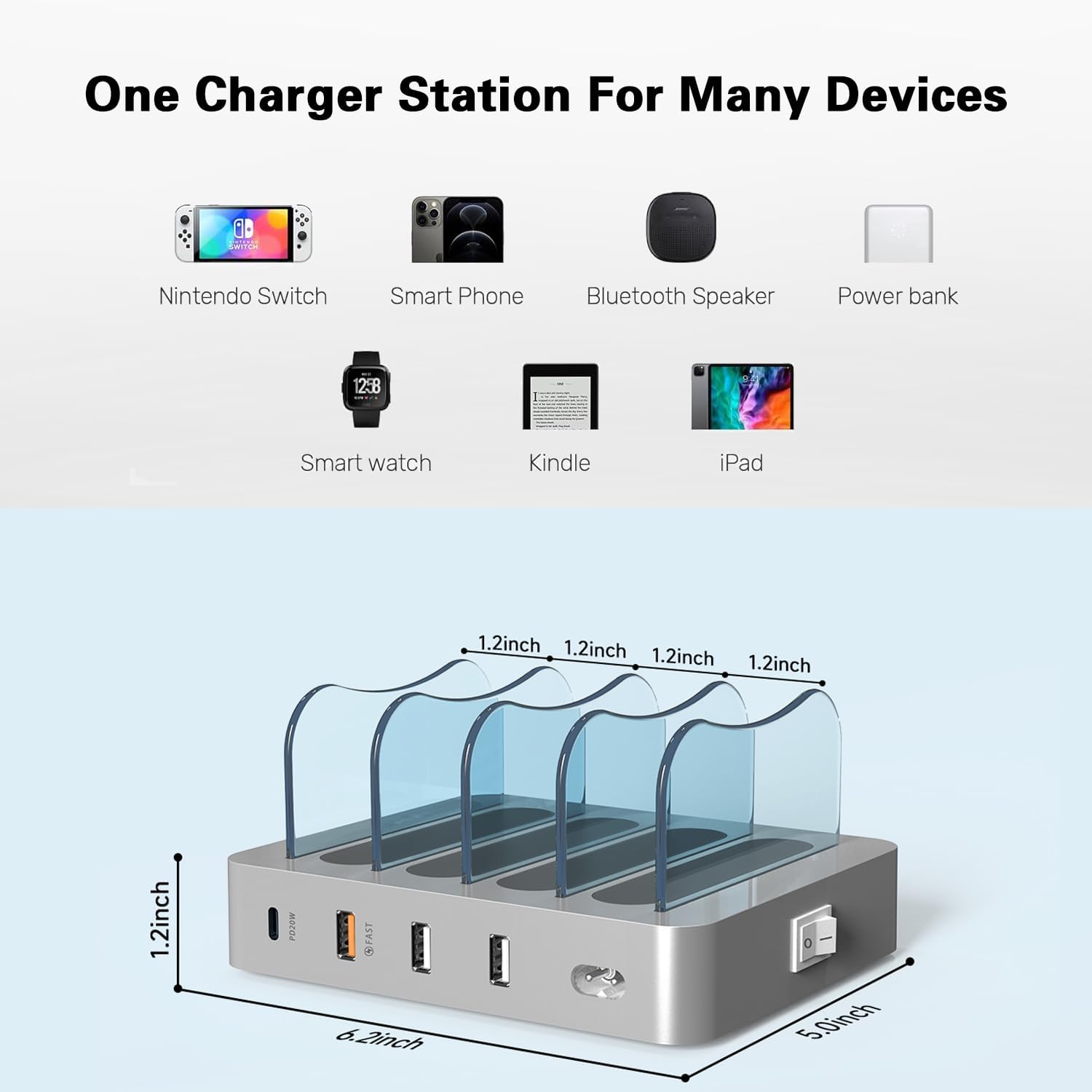 USB Charging Station - Charging Dock - 4-Port - Fast Charging Station for Multiple Devices - Docking Station - Smart Charging Station Dock - Multi Charging Station for Cell Phones and Tablets - Image 6